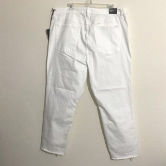 JEN7 by 7 for All Mankind Cropped Wide Leg Distressed Hem White Jeans Size 20 - Picture 4 of 10